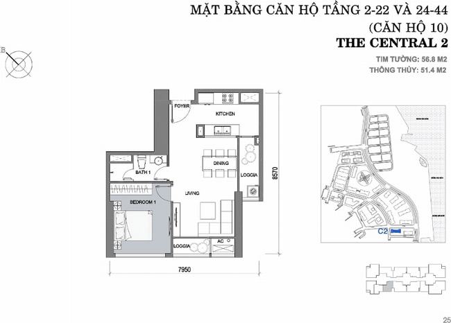 Mặt bằng tầng The Central 2 - Vinhomes Central Park
