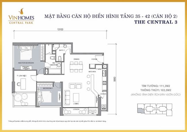 Mặt bằng tầng The Central 3 - Vinhomes Central Park